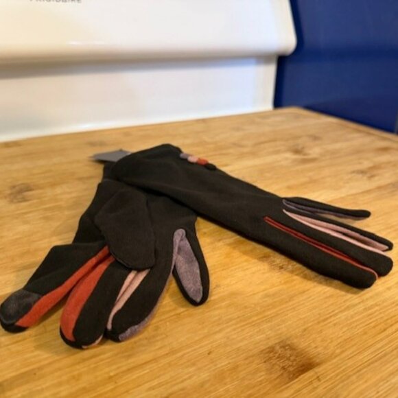 Retro Faux Suede gloves with multi color blocking - NWT - Picture 9 of 16